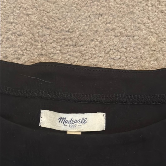 Madewell Black Short Sleeve Top with Black on Black Stripes - Picture 2 of 5
